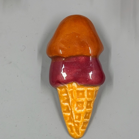 Colorful Ice Cream Cone Vintage Handmade Brooch - Picture 2 of 6